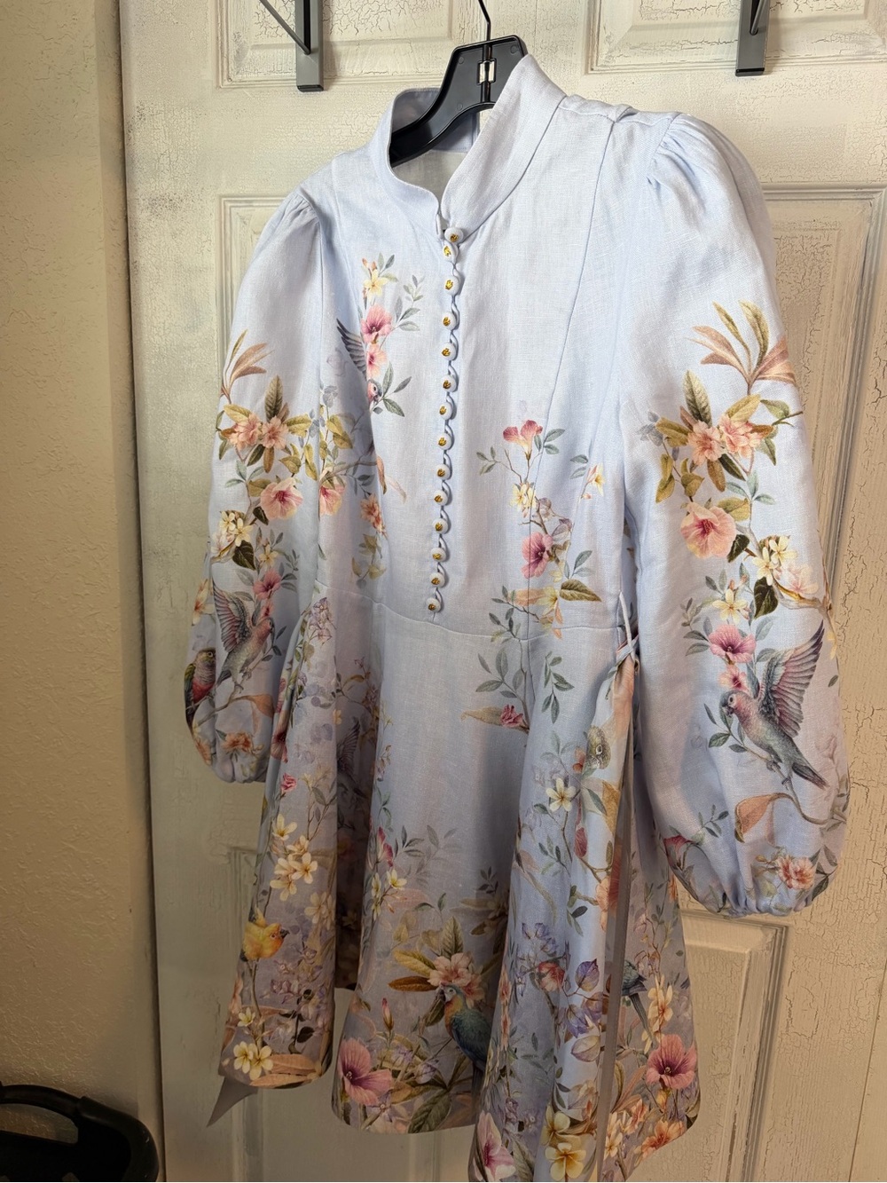 Zimmermann Rebellion Button Mini Dress with Pastel Tie Waist - Picture 3 of 9